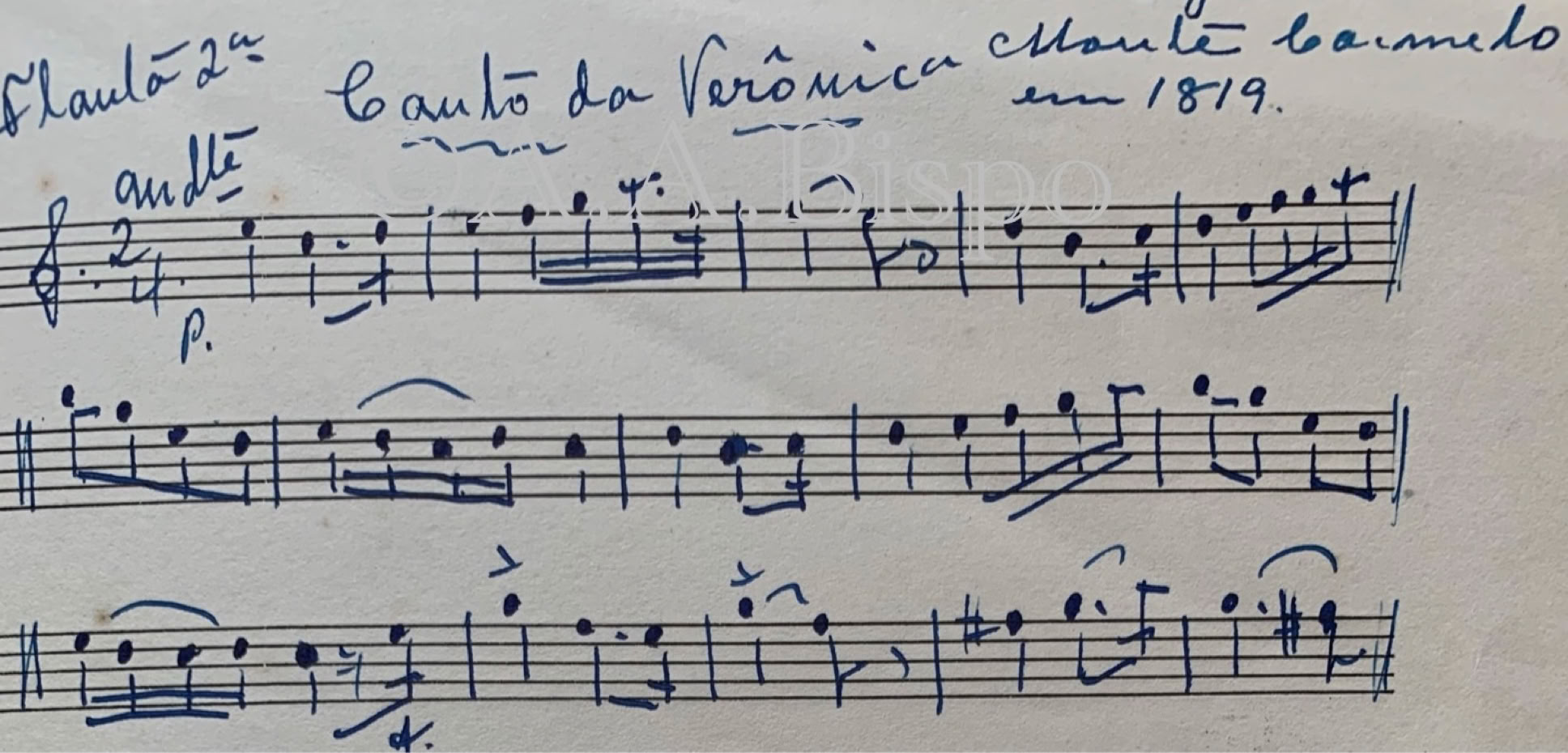 Cópia de Canto de Verônica de Jesuíno do Monte Carmelo de uso de Manuel J. Gomes e Benedito de Morais. Acervo A.A.Bispo