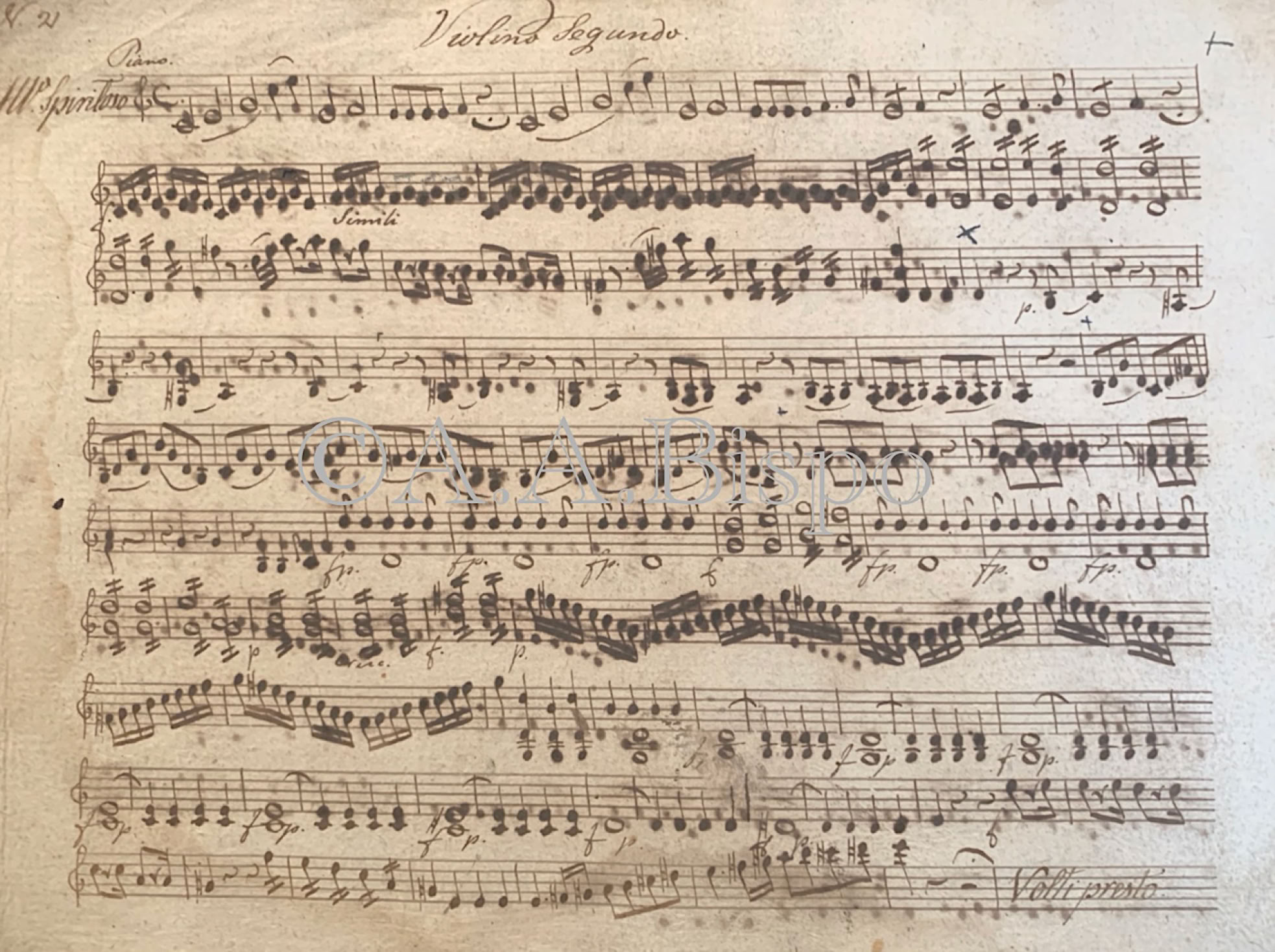 Parte do Segundo Violino de Sinfonia de G. Paisiello executada no Brasil em fins do século XVIII e início do XIX. Pesquisas de A.A.Bispo