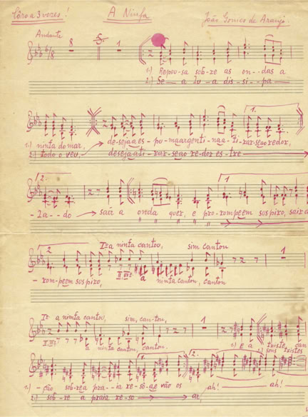 A Ninfa, manuscrito de João Gomes de Araújo. Acervo A.A.Bispo