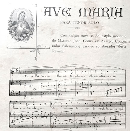 Ave Maria da revista Santa Cruz dos Salesianos de Sao Paulo do compositor João Gomes de Araújo. Acervo A.A.Bispo