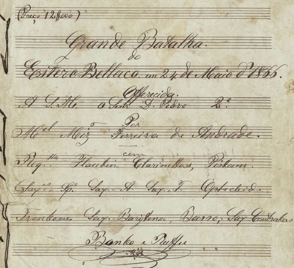 Capa da Grande Batalba de Estero Bellaco de 24 de maio de 1866 com indicação de instrumentos. Acervo A.A.Bispo. Copyright