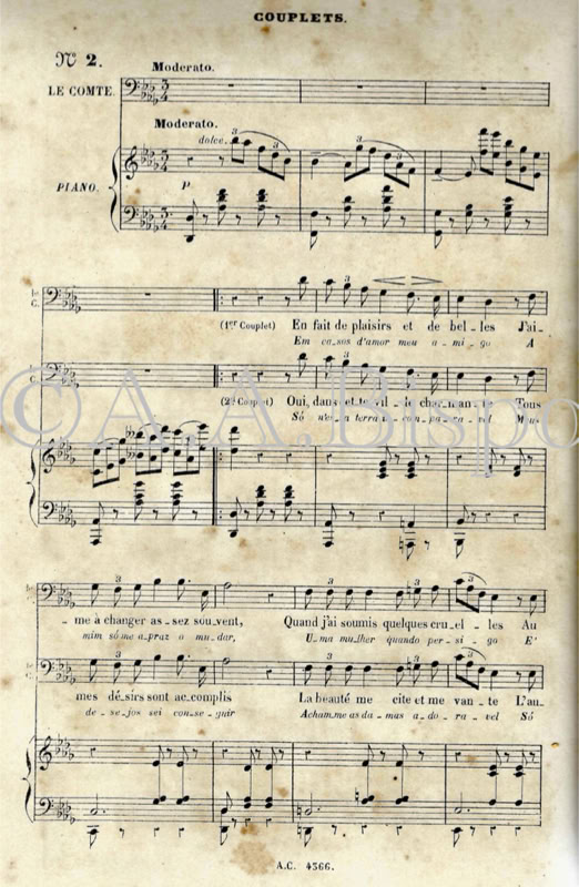 Couplets. En fait de pluisieurs...Une nuit au Château de H. A. de Mesquita.Acervo A.A.Bispo. Copyright